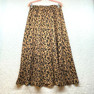 Aware By Vero Moda Womens Skirt Medium Brown Black Leopard Animal Ankle Maxi New